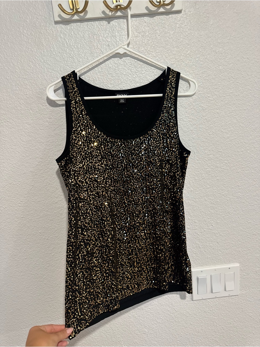 DKNY Black Sequin Tank Top - Sparkling Party Top